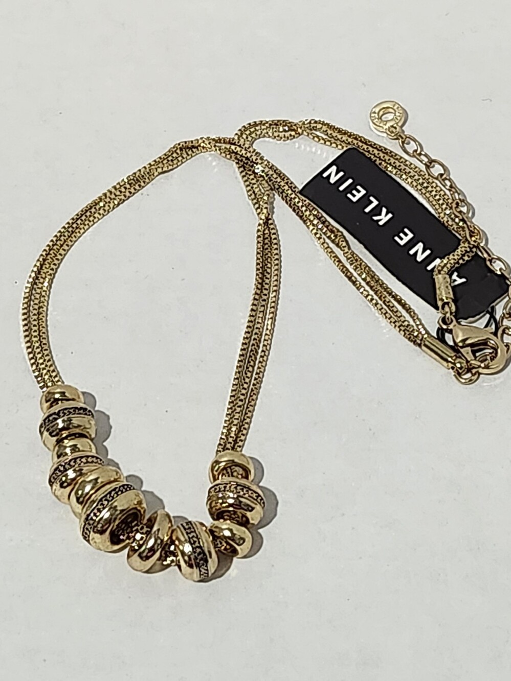 Anne Klein NWT Gold Tone Double Strand Floating Bead Necklace